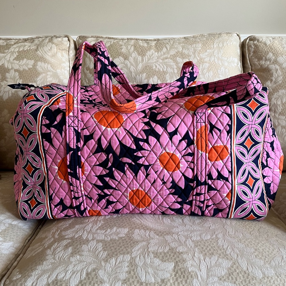 Vera Bradley Navy & Pink Daisy Print Duffel Bag